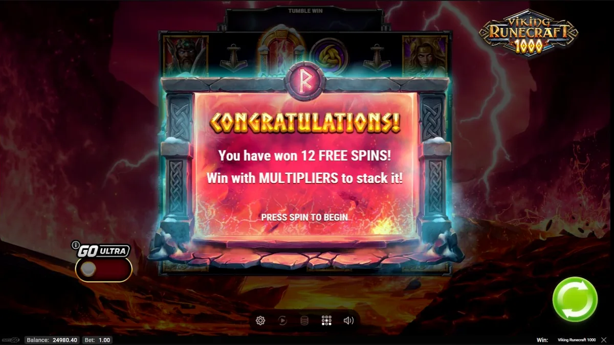 Viking Runecraft 1000 slot com temática nórdica e grade de símbolos