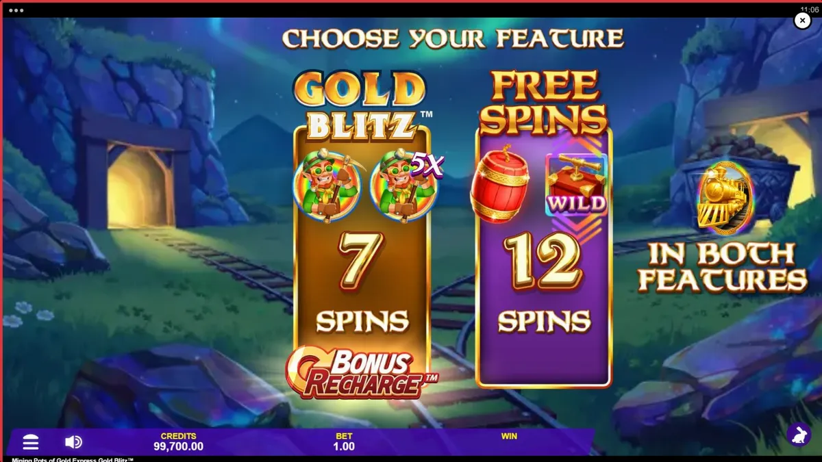 Lucky Lad Flynn em uma cena de mineração vibrante no slot Mining Pots of Gold Express Gold Blitz
